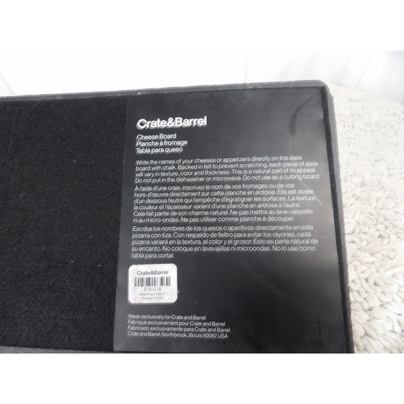 Crate&Barrel 216-018 Black Compressor Rectangle Slate Cheese Board Size 12"x5.5" - Picture 4 of 4
